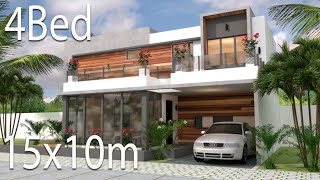 Plan 3d Home Design 15x10m 4Bedrooms [upl. by Haimes]