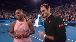 Serena Williams and Roger Federer oncourt interview RR  Mastercard Hopman Cup 2019 [upl. by Longawa]