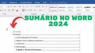 COMO CRIAR SUMÁRIO NO WORD 2024 DE MODO FÁCIL [upl. by Hutton]