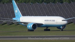 4K Maersk Air Cargo Boeing 777F OYMAC On Flights DJ2139DJ2140 At Birmingham Airport On 090824 [upl. by Aremihc]