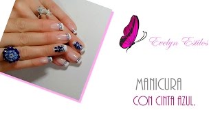 Manicura con cinta azul [upl. by Ahseile23]