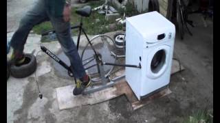 Bicycle powered washing machine  alternative spin class [upl. by Aryc]