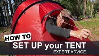 EXPERT ADVICE how to SET UP a TENT the best way  PITCH a TUNNEL TENT Hilleberg tents [upl. by Auqinot]