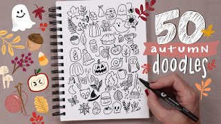 50 Cute FALL Doodles You Need to Know  Easy Beginner Doodles [upl. by Berny]