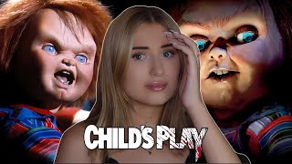 GIRL WHOS TERRIFIED OF CHUCKY WATCHES CHILDS PLAY FOR THE FIRST TIME [upl. by Oberstone]