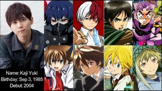 Top 30 roles by Kaji Yuki Eren Todoroki Yukine Meliodas Issei Shuu Sabito [upl. by Alo]