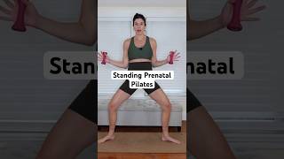 Standing prenatal Pilates workout with light weights prenatalpilates fitpregnancy [upl. by Tanaka]