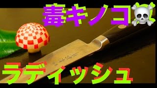 ラディッシュで毒キノコチェック飾り切り  Radish Carving Poisonous mushroom [upl. by Hafital]