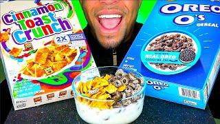 CINNAMON TOAST CRUNCH OREO OS CEREAL WITH MILK CHALLENGE BATTLE ASMR MUKBANG EATING SHOW SOUNDS [upl. by Uriel]