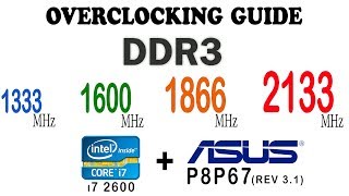 Overclocking ddr3 to 1600 1866 and 2133 MHz on ASUS P8P67  i7 2600k [upl. by Kerby562]