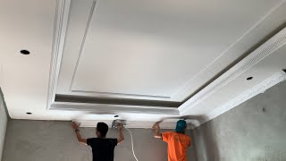 Professional Skills Installing Gypsum Boards On Bedroom Ceilings New Style Quickly And Firmly [upl. by Ehav]