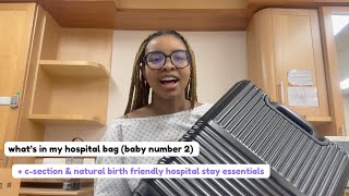 whats in my hospital bag for baby 2 labour delivery amp postpartum csec amp natural birth friendly [upl. by Durston]