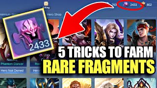 5 TRICKS TO FARM RARE FRAGMENTS  MOBILE LEGENDS RARE FRAGMENTS [upl. by Nellak17]