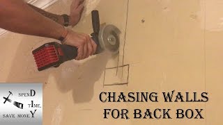 Chasing out a wall for an electrical back box and cable Also how to get the cables behind coving [upl. by Dyoll]