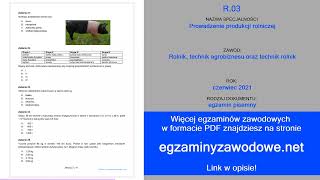 Egzamin zawodowy pisemny R03 Prowadzenie produkcji rolniczej czerwiec 2021 [upl. by Ventre331]