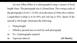 Problems on photogrammetry Advanced surveying  photogrammetric surveying part 20  globemech vtu [upl. by Monika]