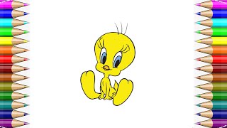 How to draw a cute Tweety Bird easy Step by Step for beginners🥰 Easy Easy Tutorial For Kids💖 [upl. by Merwin]