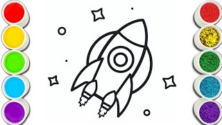 How to Paint Rocket And Spaceship 🚀 Step by Step for Kids [upl. by Anola]