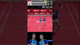 Rally panjang The minions melebihi 1 menitKevinGideon vs kamurasonodashortsbadmintonbwf [upl. by Lidia]