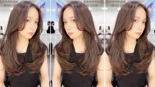 How to cut a Beauty Long Layered Haircut With Curtain Bangs  Layered Cutting Techniques [upl. by Esalb778]