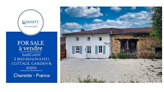 FOR SALE IN FRANCE  This lovely little white cottage and attached barn is for sale at only 93500€ [upl. by Ennaitak]