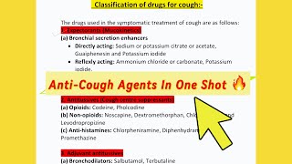 Expectorants and Antitussive Agents In One Shot  Drugs For Cough  Final Hour Revision For Exam 🚀 [upl. by Nosnibor]