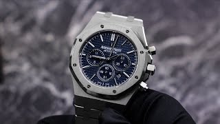 Audemars Piguet Royal Oak Chronograph 26320ST Blue Dial Unboxing amp Presentation [upl. by Najtsirk]