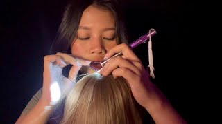 asmr wig on mic ✮ scalp check dandruff removal scratching massage hair brushing [upl. by Niraa]