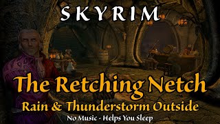 Skyrim  Cozy Tavern Ambience With Outdoor Rain Sounds No Ads [upl. by Hafinah]