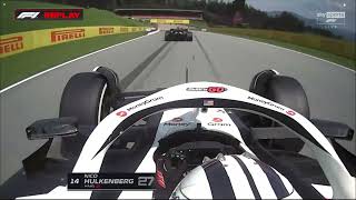 Nico Hulkenberg onboard overtake on Kevin Magnussen Austrian GP 2024 [upl. by Aksoyn]