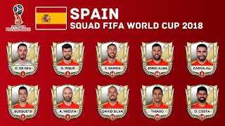 SPAIN Squad  2018 FIFA WORLD CUP  Spains 2018 World Cup Squad  Historical Squads [upl. by Alywt]