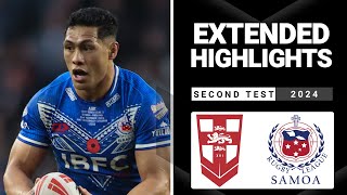 International Rugby League  England v Toa Samoa  Extended Highlights  Second Test [upl. by Itsirk]