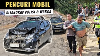 PENCURI MOBIL Di Tangkap Polisi Dan Warga  Mobil Menabrak Excavator Portal Jalan Batu Jomba [upl. by Naivad]