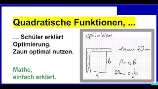 Quadratische Funktionen Schülerin erklärt Optimierung Zaun und größte Fläche [upl. by Ravilob]