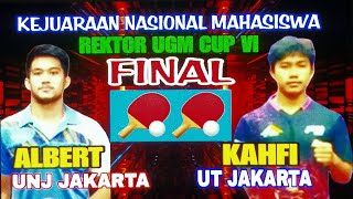 Final Albert UNJ DKI vs Kahfi UT Jakarta 🏓 Final Kejuaraan Nasional Rektor Ugm Cup VI Mahasiswa [upl. by Lipp]