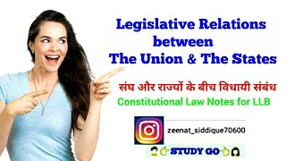 LEGISLATIVE RELATIONS BW THE UNION amp THE STATE IN INDIA  ARTICLE 245255  IN HINDI UPSC SSC LLB [upl. by Trefor]