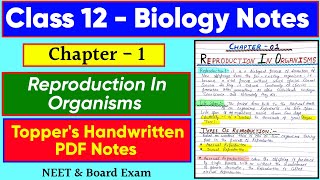 Chapter 1 REPRODUCTION IN ORGANISMS  Class 12 Biology Handwritten PDF Notes  NEET amp Board Exam [upl. by Rebekah15]