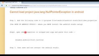 Cannot load project javalangNullPointerException Android Studio SOLUTION 100 work [upl. by Akselaw]