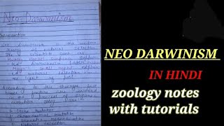 NEO DARWINISM IN HINDI neodarwanism modernsynthetictheoryofevolution geneticnotes zoologynotes [upl. by Marney420]