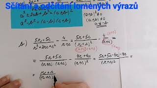 4 Sčítání a odčítání lomených výrazů algebraické vzorce I [upl. by Ssej178]