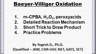 Baeyer Villiger Oxidation Reaction With Mechanism and Practice Problems [upl. by Lubet945]