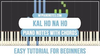 Kal Ho Na Ho Piano Notes with Chords  Easy Tutorial for Beginners [upl. by Anatole]