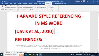 Harvard referencing style in ms word for articles reports and research papers [upl. by Aleen]