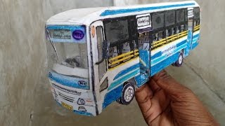 Making of Chennai bus from cardboard  DIY Bus miniature [upl. by Norine623]