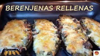 BERENJENAS🍆RELLENAS CON CARNE Y QUESO🧀GRATINADO AL HORNO♨️  RECETA MUY FÁCIL [upl. by Kassab]