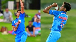 kamlesh nagarkoti bowling action in slow motion right left front back [upl. by Adolphe664]