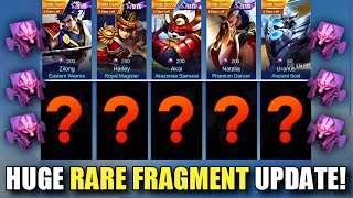 NEW SKINS ARE COMING TO RARE FRAGMENT SHOP  MOBILE LEGENDS FREE SKIN [upl. by Gemoets10]