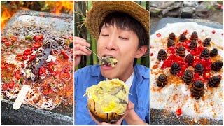 Outdoor StoneBaked Spicy Ice Cream Chinese Mountain Forest Life And Food MoTiktok Fyp [upl. by Quincey]