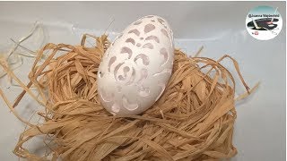 Jak wycinać ażurową pisankę z gęsiego jaja OPENWORK EASTER EGG MADE OF GOOSE EGG Pomysły plastyczne [upl. by Hanshaw]