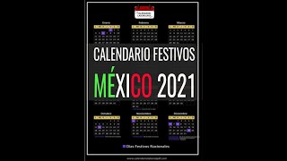 Calendario laboral México 2021  Días Festivos Mexicanos para 2021 Feriados y Puentes MÍRALO [upl. by Amorette]